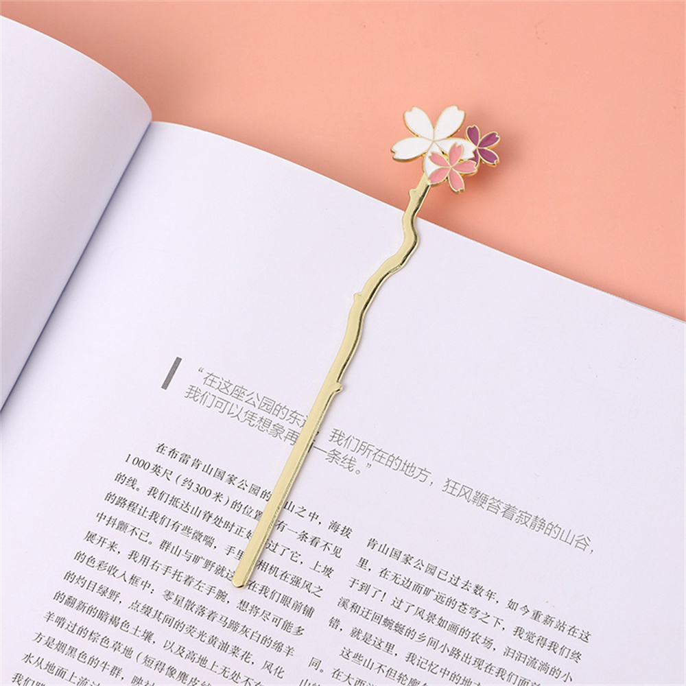 Dried Flower Bookmark - Metal Sakura imi yaratıcı çiçek kitap