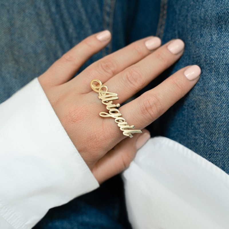 Initial Ring Custom - Özelleştirilebilir Paslanmaz Çelik İki Parmak Yüzük