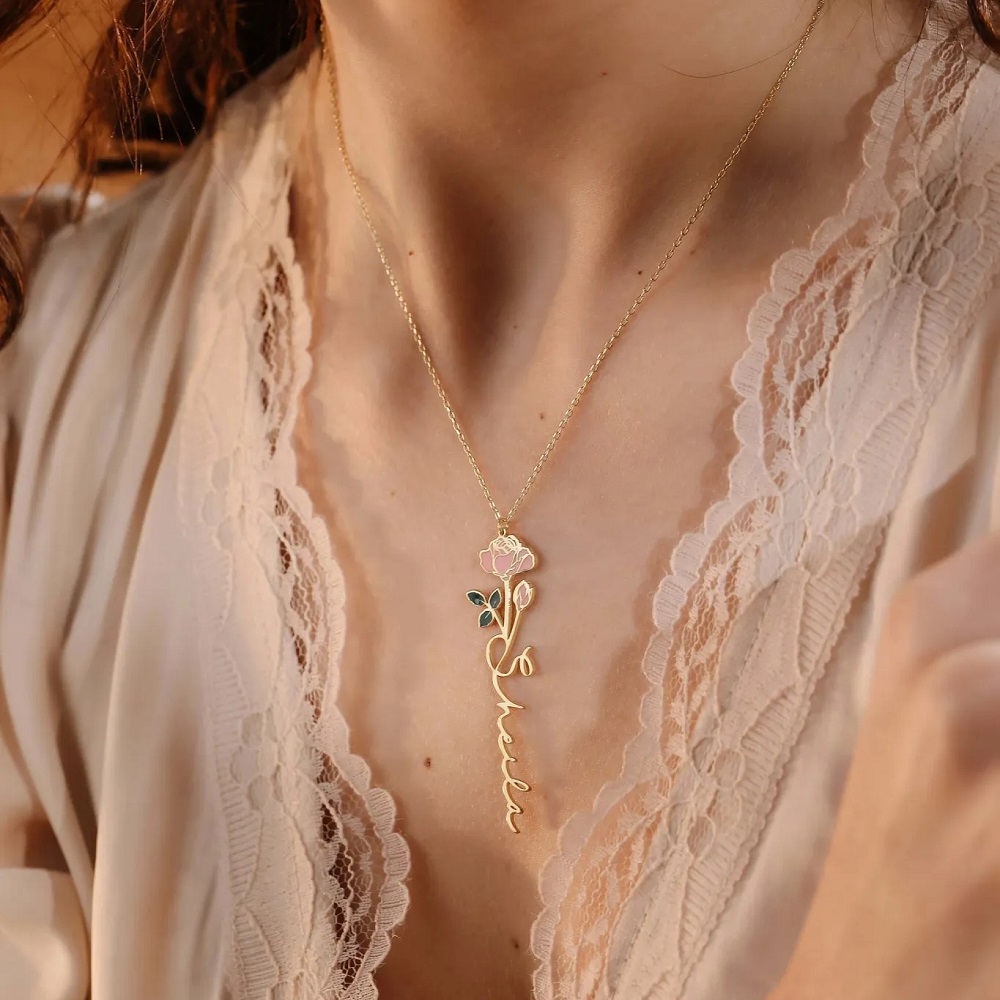 Kişiselleştirilmiş İsim Kolye  - Birth Flower Necklace incelemesi ve fiyatı